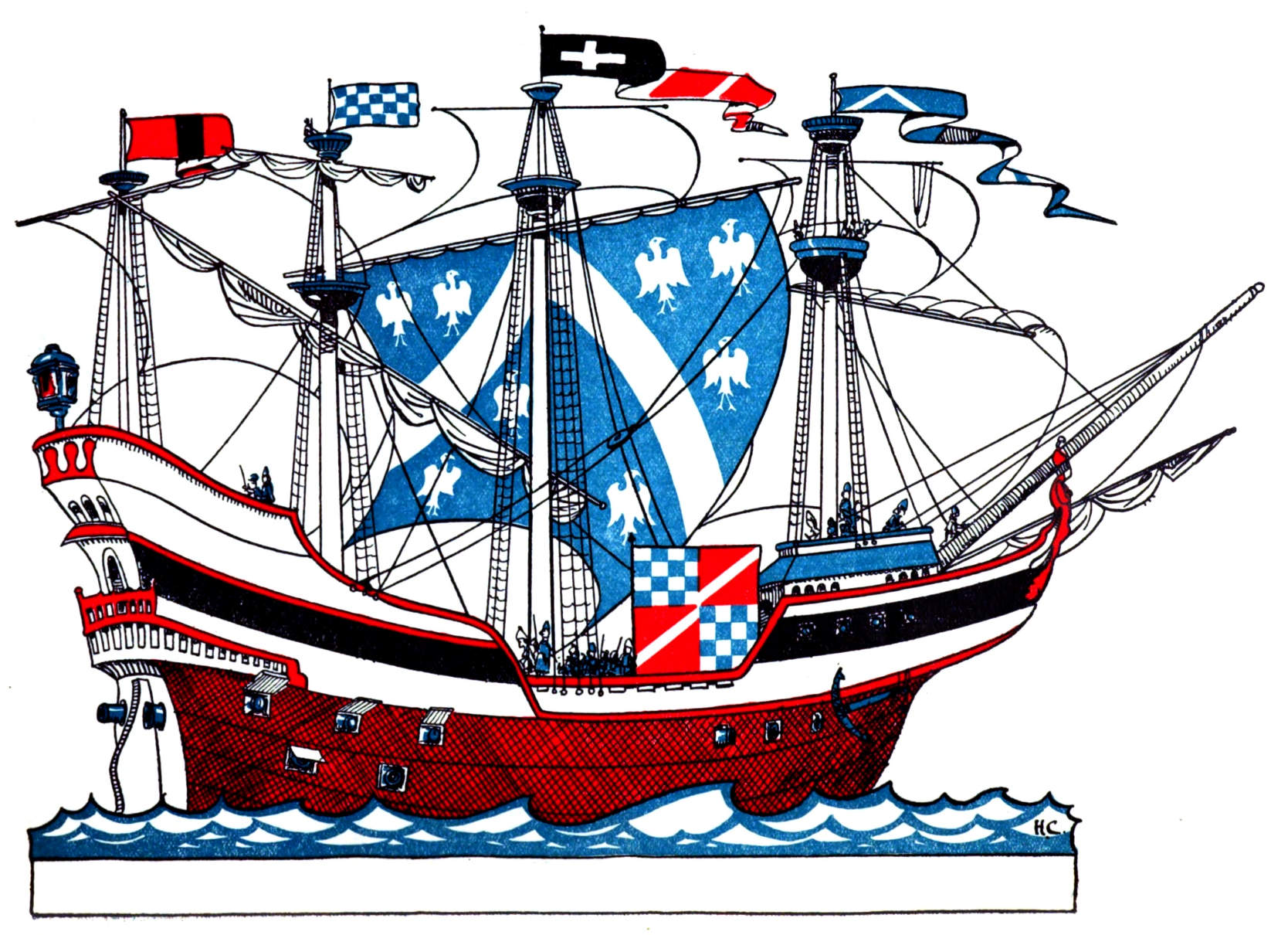 A sailing ship.