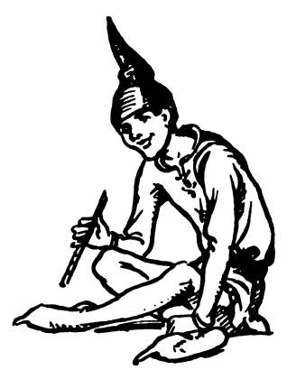 A seated gnome holds a flute.