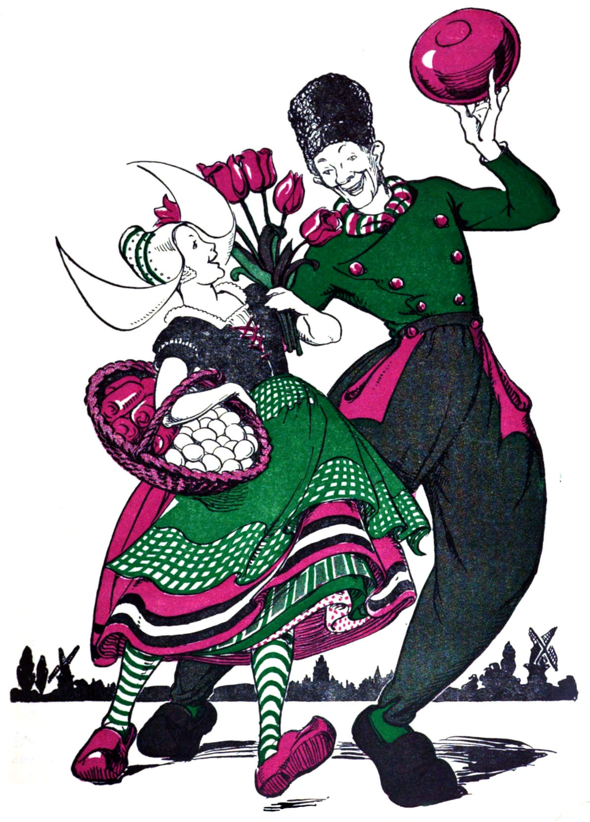 Dutchman and woman walking.