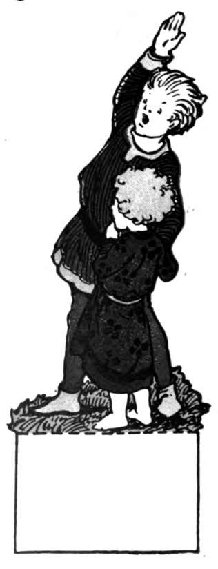 A child hides her face as another raises his hand.