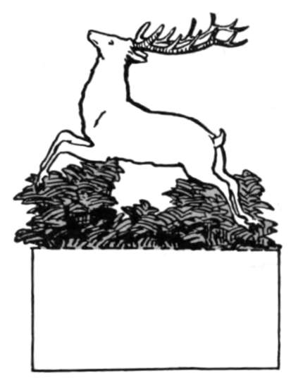A deer with large antlers leaps.