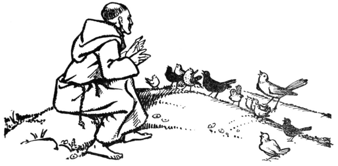 A man in a robe addresses birds.
