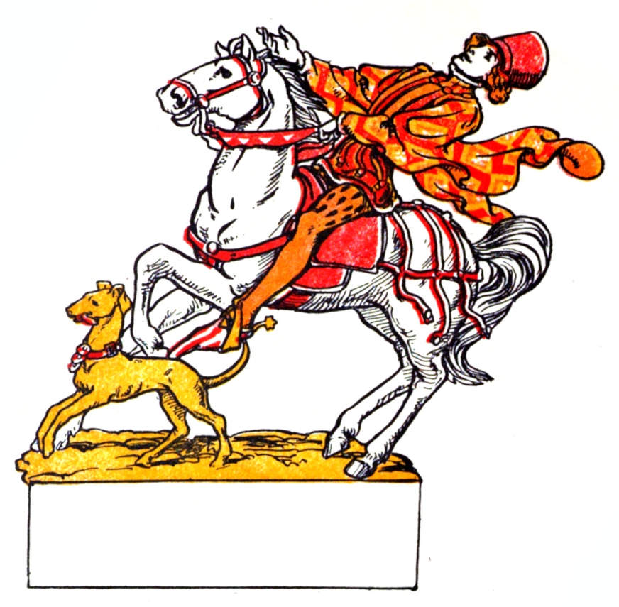 A man’s horse halts suddenly while a dog is underneath.