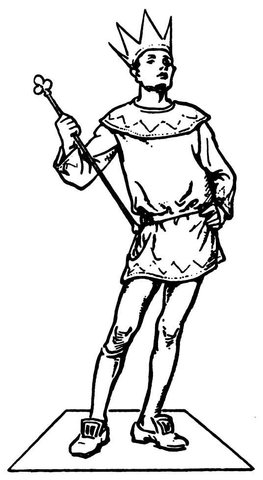 Child costumed as chess king.