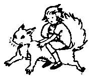 A child rides on a squirrel.
