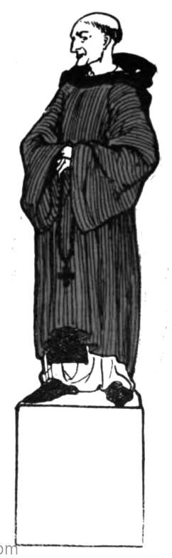 A monk stands.