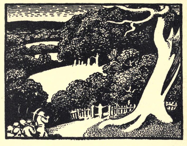 Two lakes and a picket fence are seen from higher ground.