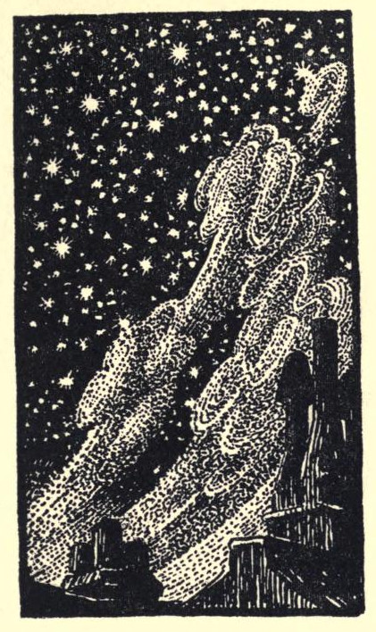Stars swirl in the sky.