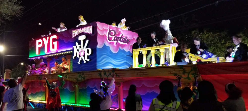 Parade float marked 'Pygmalion Captain'.