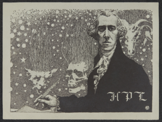 Lovecraft as an eighteenth-century gentleman by Virgil Finlay.
